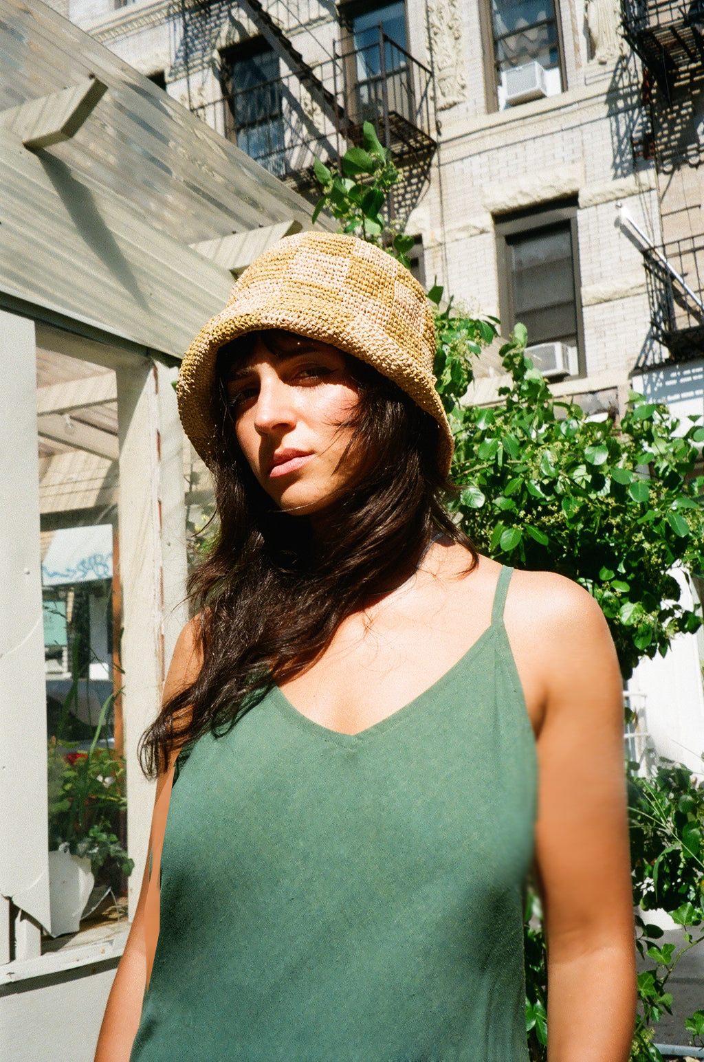 COLORANT RAFFIA  HAT | OLIVE CHECK