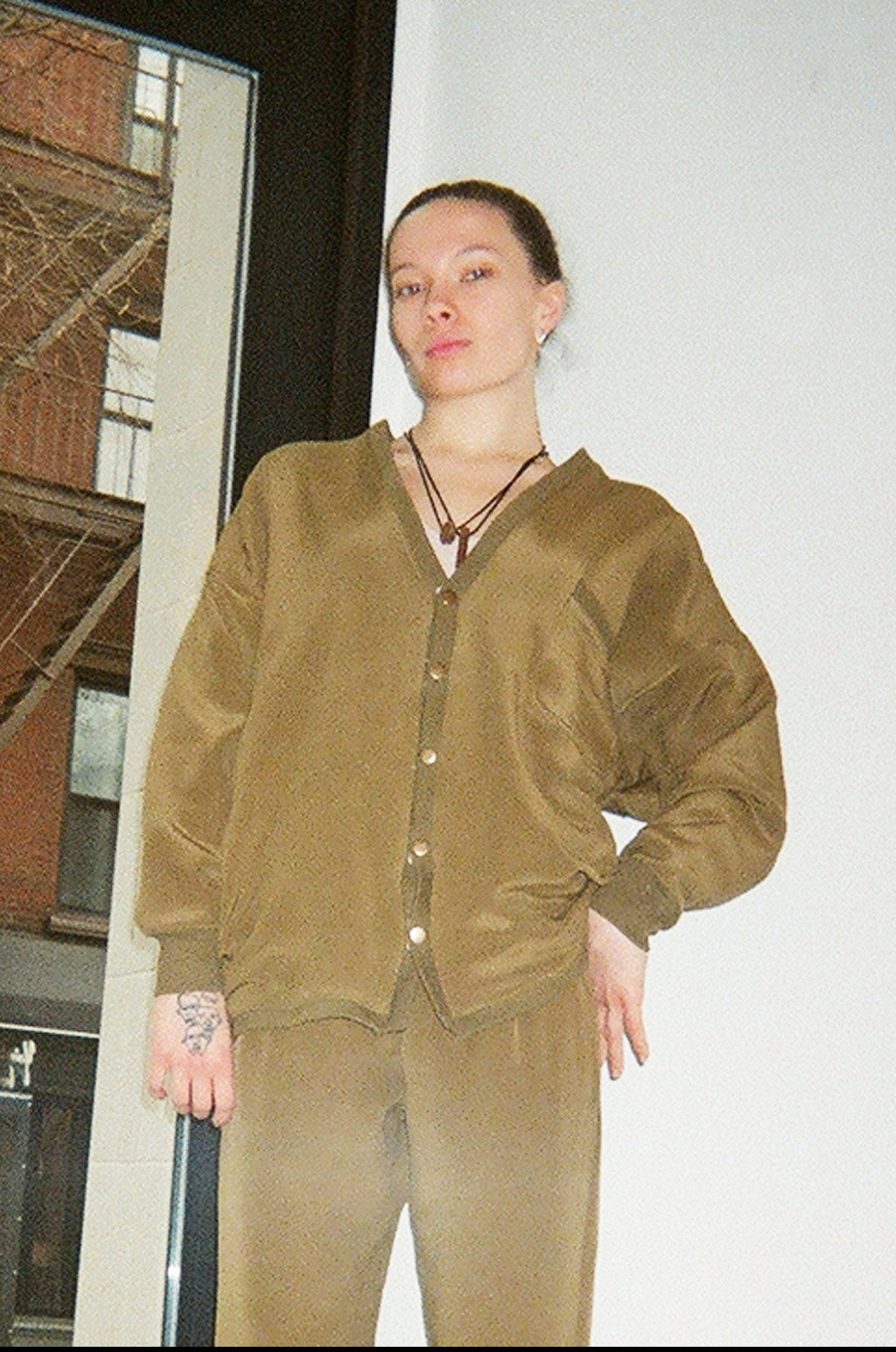 COLORANT BRUCE SILK FLEECE CARDIGAN | EARTH